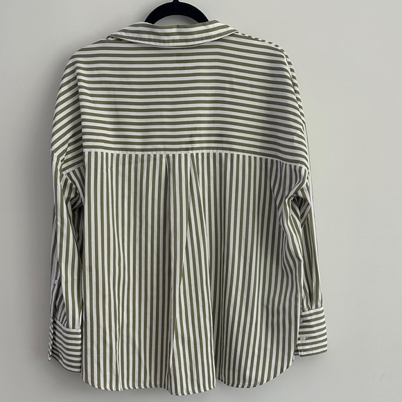 Zara Olive and White Striped Shirt - Picture 3 of 4